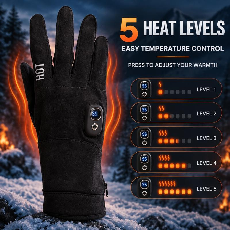 Five selectable heating levels on the glove