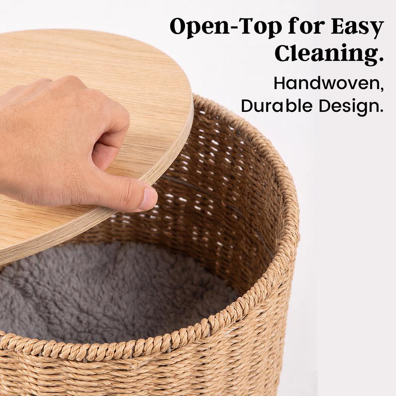 Veyro 2-in-1 Rattan Cat Cave & Side Table